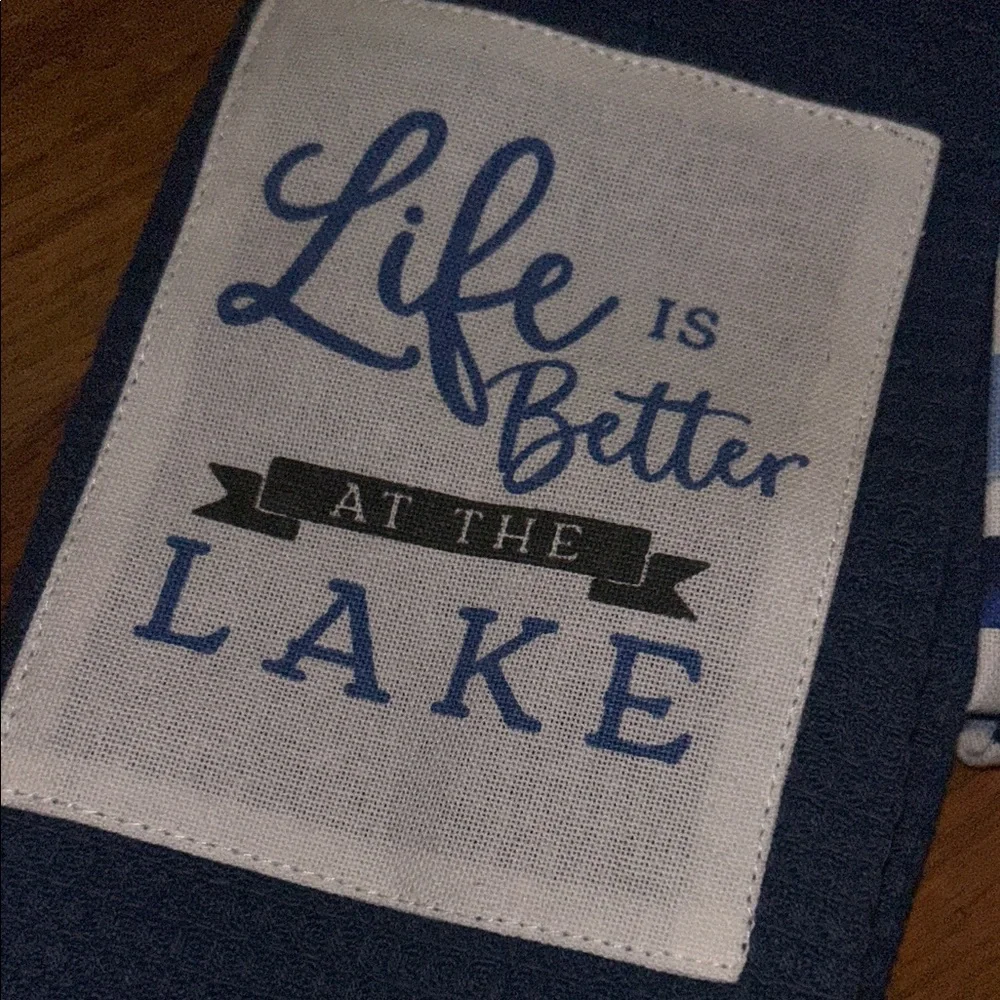 Blue 'Life is Better at the Lake' Kitchen Towel Set